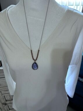 Elegant Purple Teardrop Pendant Necklace - Women Jewelry